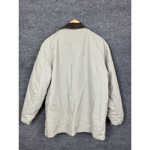 Lands' End Barn Coat Men's M 38-40 Tan Chore Field Jacket Corduroy Collar Quilte - Picture 13 of 16